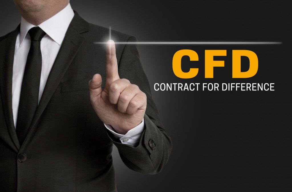 cfd touchscreen is operated by businessman.