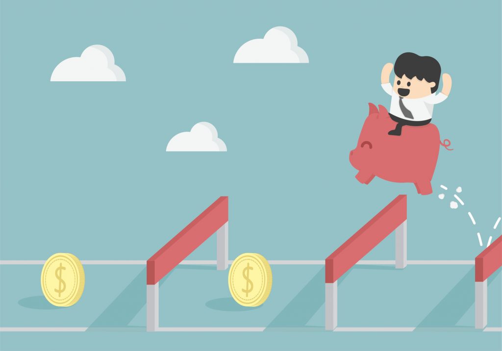 Businessman Jumping Over Hurdle To financial success