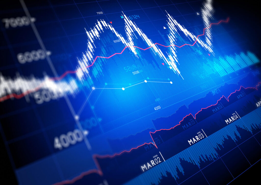 Stock market index graphs background.